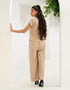 WAFFLE TEXTURED WIDE LEG TROUSER